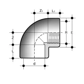 PVC 90° könyök idom 20 mm-es csőhöz, 1/2" belső menettel