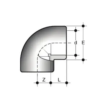 PVC 90° könyök idom 40 mm-es csőhöz