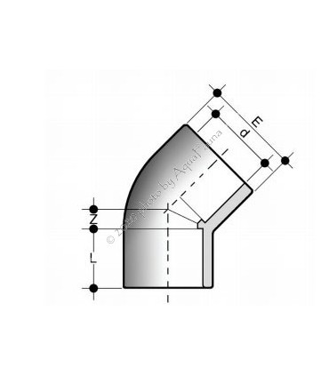 PVC 45° könyök idom 25 mm-es csőhöz