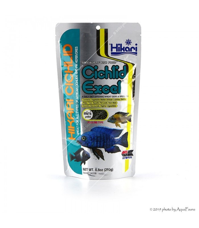 Hikari Cichlid Excel Mini - 250 g (750 ml) - lebegő granulátum eleség növényevő sügéreknek