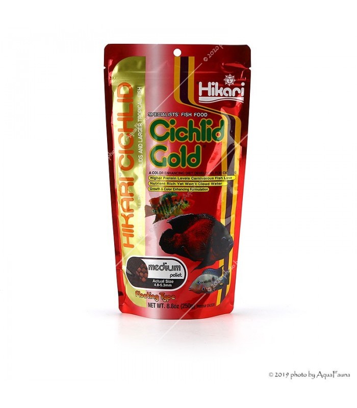 Hikari Cichlid Gold Medium - 250 g (750 ml) - lebegő színfokozó granulátum eleség sügéreknek