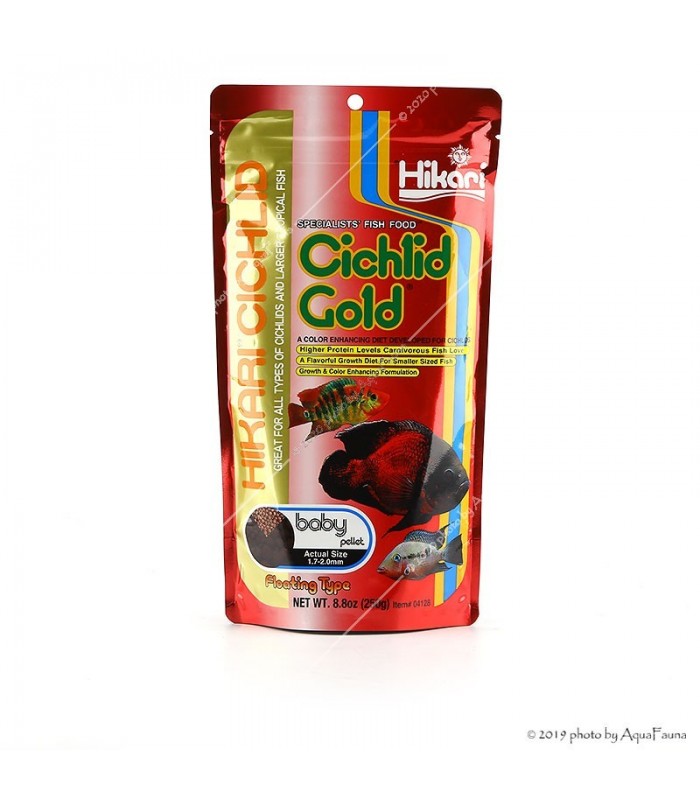 Hikari Cichlid Gold Baby - 250 g (750 ml) - lebegő színfokozó granulátum eleség növendék sügéreknek