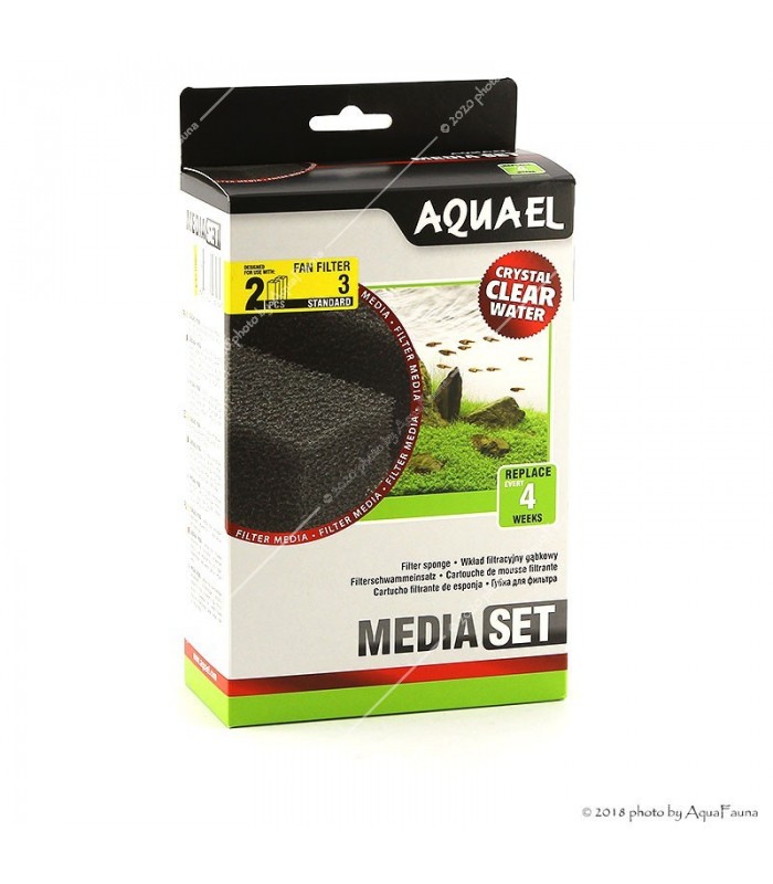 AquaEl MediaSet Standard Fan-3 Plus belső szűrőhöz - 2 db szűrőszivacs