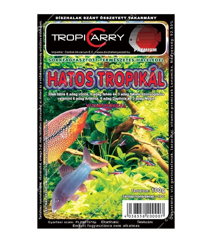 Fagyasztott Hatos tropikál - 100 g (vörös-, fehér szúnyoglárva, kagylóhús, cyclops, mysis, artemia)