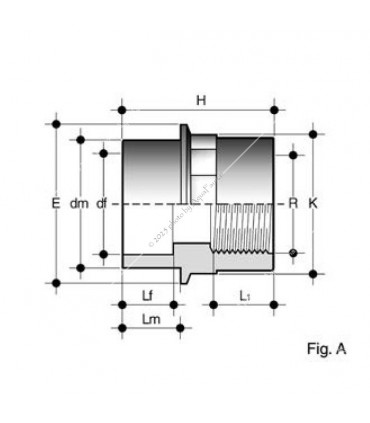PVC karmantyú 20/16 mm-es csőhöz, 3/8" belső menettel
