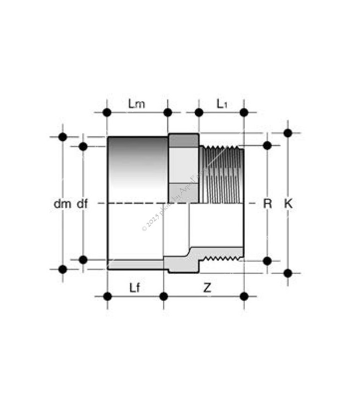 PVC karmantyú 20/16 mm-es csőhöz, 3/8" külső menettel