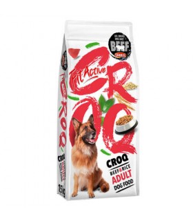 FitActive CROQ Premium Beef&Rice Adult - száraztáp (marha és rizs) felnőtt kutyáknak - 15 kg