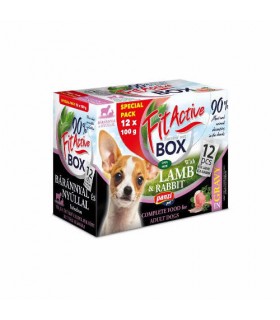 FitActive Dog Fitabox Lamb&Rabbit - (bárány és nyúl) alutasakos eledel kutyáknak - 12x100 g