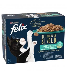 Felix Deliciously Sliced - nedves macskaeledel (lazac, tonhal, tőkehal, lepényhal) - 12x80 g