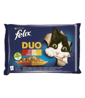 Felix Fantastic Duo alutasakos macskaeledel aszpikban (házias válogatás) - 4x85 g