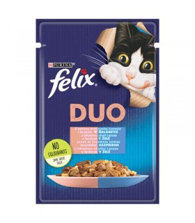 Felix Fantastic Duo alutasakos macskaeledel aszpikban (lazac, szardínia) - 85 g