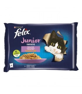 Felix Fantastic Junior eledel kölyök macskáknak aszpik (csirke, lazac) - 4x85g