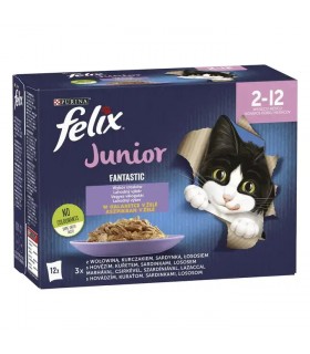Felix Fantastic Junior eledel kölyök macskáknak aszpik (marha, csirke, lazac, szardínia) - 12x85 g