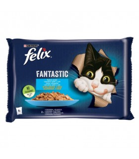 Felix Fantastic macskaeledel aszpikban (lazac, lepényhal) - 4x85 g