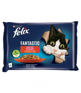 Felix Fantastic macskaeledel aszpikban (marha, csirke) - 4x85 g