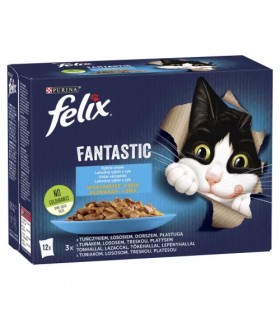 Felix Fantastic macskaeledel halas válogatás aszpikban (tonhal, lazac, tőkehal, lepényhal) - 12x85 g