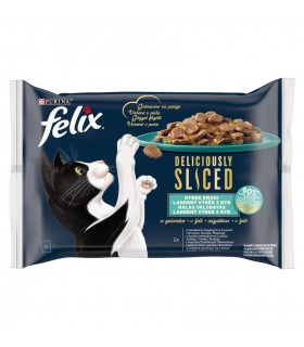 Felix Deliciously Sliced - nedves macskaeledel (lazac, tonhal, tőkehal, lepényhal) - 4x80 g
