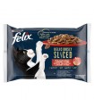 Felix Deliciously Sliced - nedves macskaeledel (marha, csirke, kacsa, pulyka) - 4x80 g
