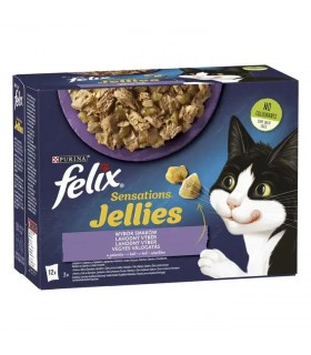 Felix Sensations Jellies macskaeledel aszpikban (bárány, pulyka, makréla, hering) - 12x85 g