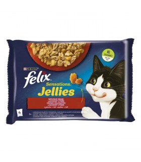 Felix Sensations Jellies macskaeledel aszpikban (házias válogatás) - 4x85g