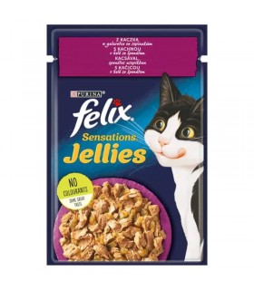 Felix Sensations Jellies macskaeledel aszpikban (kacsa, spenót) - 85 g