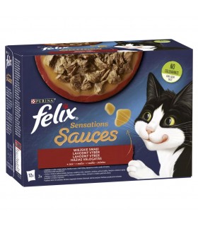 Felix Sensations Sauces macskaeledel válogatás szószban (pulyka, bárány, marha, kacsa) - 12x85 g