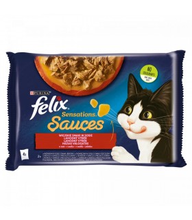 Felix Sensations Sauces macskaeledel válogatás szószban (pulyka, bárány) - 4x85 g