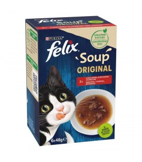 Felix Soup Original kiegészítő macskaeleség (marha, csirke, bárány) - 6x48 g