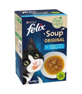 Felix Soup Original kiegészítő macskaeleség (tőkehal, lepényhal, tonhal) - 6x48 g