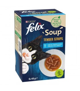 Felix Soup Tender Strips macskaeledel szószban (halas válogatás) - 6x48 g