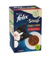 Felix Soup Tender Strips macskaeledel szószban (marha, csirke, bárány szószban) - 6x48 g