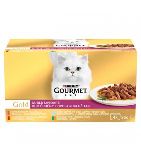 Gourmet Gold Duo macskaeledel szószban Multipack (marha, csirke) - 4x85 g
