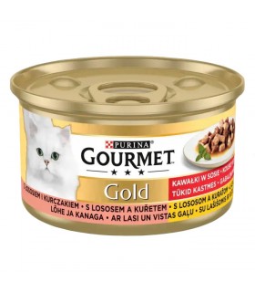 Gourmet Gold falatok macskaeledel szószban (lazac, csirke) - 85 g