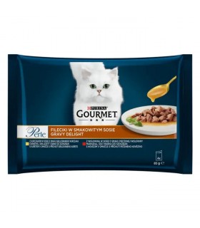 Gourmet Perle Gravy Delight macskaeledel szószban (csirkével és marhával) - 4x85 g