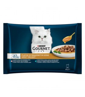 Gourmet Perle Gravy Delight macskaeledel szószban (lazaccal és tonhallal) - 4x85 g