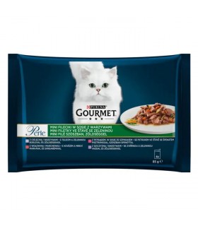 Gourmet Perle Mini macskaeledel grillezett falatok szószban (borjú, vad, marha, pisztráng) - 4x85 g