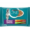 Purina ONE Difficult Appetite - alutasakos macskaeledel (csirke, pulyka, marha, zöldbab) - 4x85 g