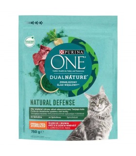 Purina ONE Dual Nature Sterilized - száraztáp ivartalanított macskáknak (marha, spirulina) - 750 g