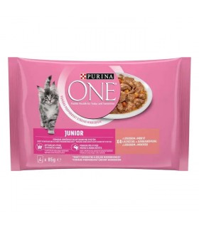 Purina ONE Junior Mini Filé - nedves macskaeledel kölyök macskáknak (lazac, sárgarépa) - 4x85 g