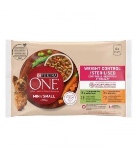 Purina ONE Mini Weight Control-Steril nedves eledel kutyáknak (pulyka, csirke) 4x85 g