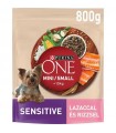 Purina ONE Mini-Small Sensitive - száraztáp kistestű kutyáknak (lazac, rizs) - 800 g