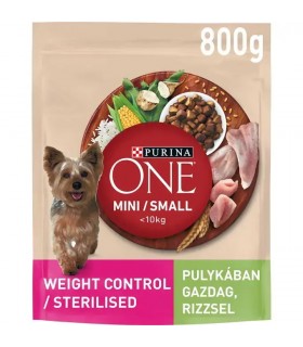 Purina ONE Mini-Small Weight Control - száraztáp túlsúlyos kistestű kutyáknak (pulyka, rizs) 800 g