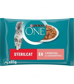 Purina ONE Sterilcat - alutasakos eledel ivartalanított macskáknak (lazac, sárgarépa) - 4x85 g
