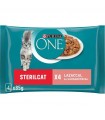 Purina ONE Sterilcat - alutasakos eledel ivartalanított macskáknak (lazac, sárgarépa) - 4x85 g