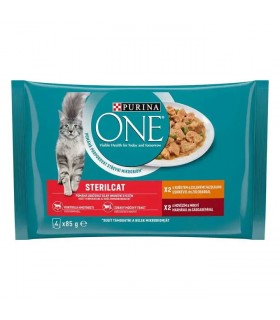 Purina ONE Sterilcat - nedves macskaeledel (csirke, zöldbab - marha, sárgarépa) - 4x85 g