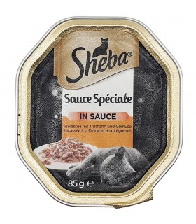 Sheba Sauce Speciale Adult - alutálcás macskaeledel pástétom (pulykaragú zöldséggel) - 85 g
