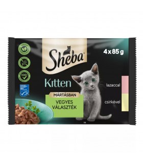 Sheba Kitten Selectie Mix - alutasakos eledel kölyök macskáknak mártásban (lazac, csirke) - 4x85 g