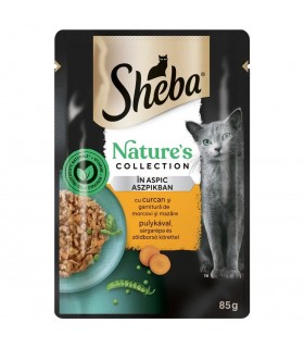 Sheba Nature's Collection Adult - alutasakos macskaeledel aszpikban (pulyka, répa, borsó) - 85 g