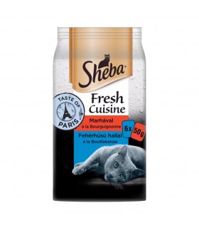 Sheba Taste of Paris - alutasakos macskaeledel (marha, fehérhúsú hal) - 6x50 g