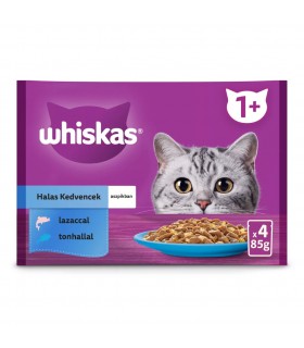 Whiskas alutasakos 1+ nedves macskaeledel (lazac, tonhal aszpikban) - 4x85 g